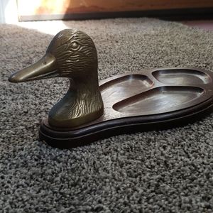 Vintage Brass Duck Valet Trinket Tray